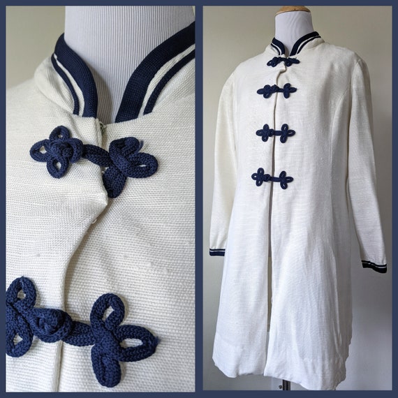 Vintage Retro 1960s white and navy blue Lord & Ta… - image 1