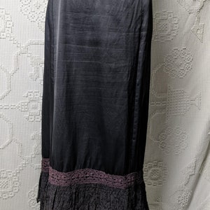 Antique Victorian Black Silk Brown Lace Petticoat Skirt image 6