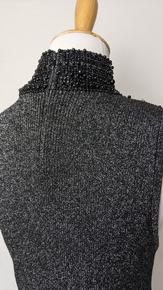Vintage Black and Silver Lurex Beaded Knit Sparkl… - image 8