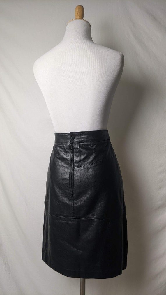 Vintage Black Genuine Leather Short Skirt - image 5