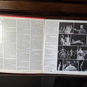 May include: A black and white vinyl record album cover featuring a photo of Yul Brynner in a black and white polka dot shirt. The album is for the musical "The King and I" by Rodgers and Hammerstein. The album cover also includes photos of the cast performing in the musical.