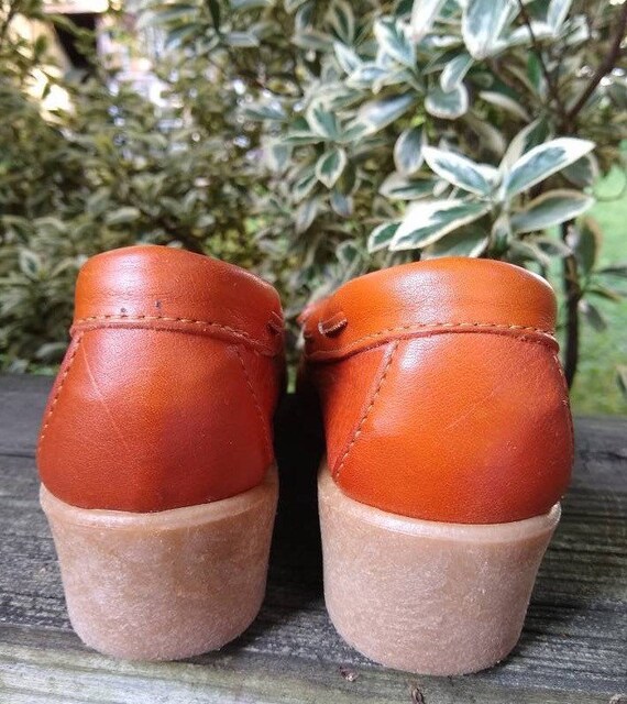 70s Vintage Cognac Leather Mason Brand Wedge Shoes - image 6