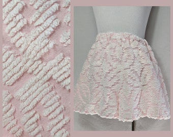 Vintage Upcycled Pink and White Chenille shorts