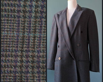 Vintage 80s 90s Gray Wool Plaid Tartan Burberrys Blazer