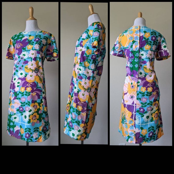 Vintage 50s 60s 2 piece floral dress and reversib… - image 9