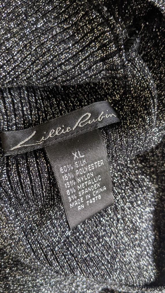 Vintage Black and Silver Lurex Beaded Knit Sparkl… - image 9