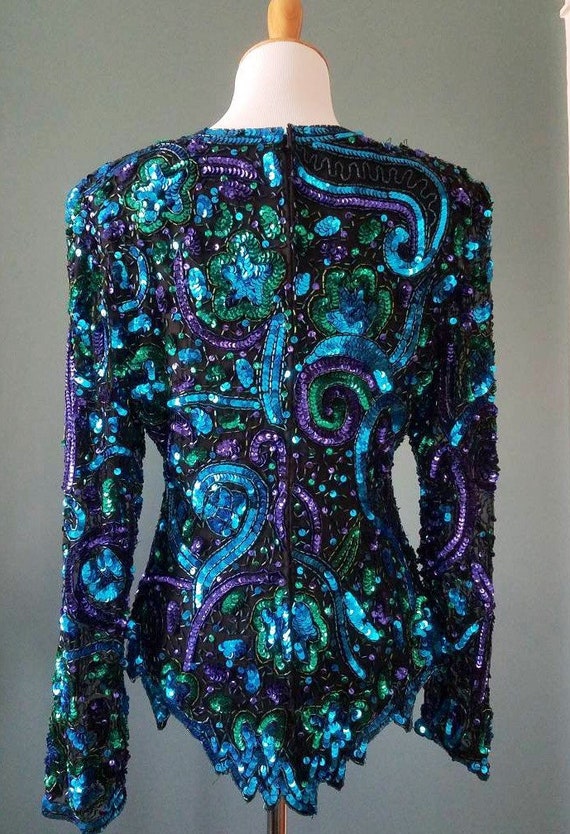 Vintage 80s Blue Black Green Purple Celestial Sta… - image 7