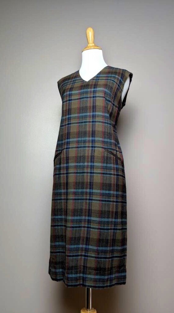 Vintage 50s 60s Plaid Tartan Mod Dress