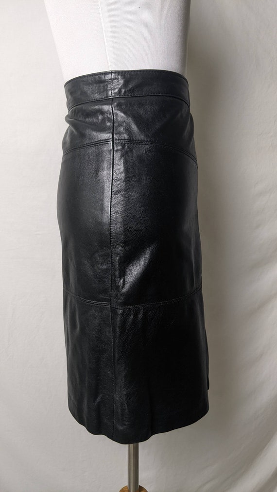 Vintage Black Genuine Leather Short Skirt - image 8