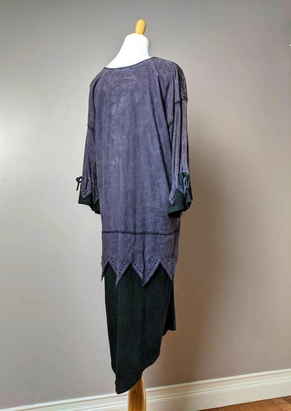 90s does 20s  Vintage Purple and Black Suede Dress - image 7