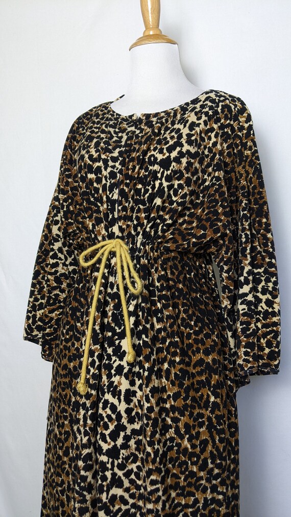 Vintage Leopard Animal Print Flannel House Dress … - image 4