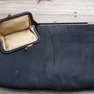 50s // 60s Vintage Black Art Deco Style Purse/Clutch image 4