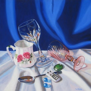 Tea Mug, Cocktail Glasses, Spoon, Marble