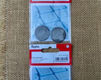 Rubber labels to personalize soaps - Rayher (2 Designs Available) - Stamp for homemade soaps, creative figure molds