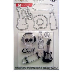 Set di 6 fustellati e 6 timbri con design musicale: perfetti per scrapbooking, cartoline e lavori manuali