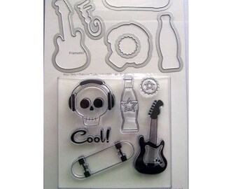 Set of 6 Dies and 6 Stamps with Musical Design - Perfect for Scrapbooking, Cards and Crafts