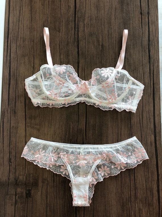 Pink Lingerie Set See Through Lingerie Sexy Lingerie Women's Lingerie Sheer  Bra Sheer Lingerie Lace Bra Valentines Day Lingerie Gift for Her -   Canada