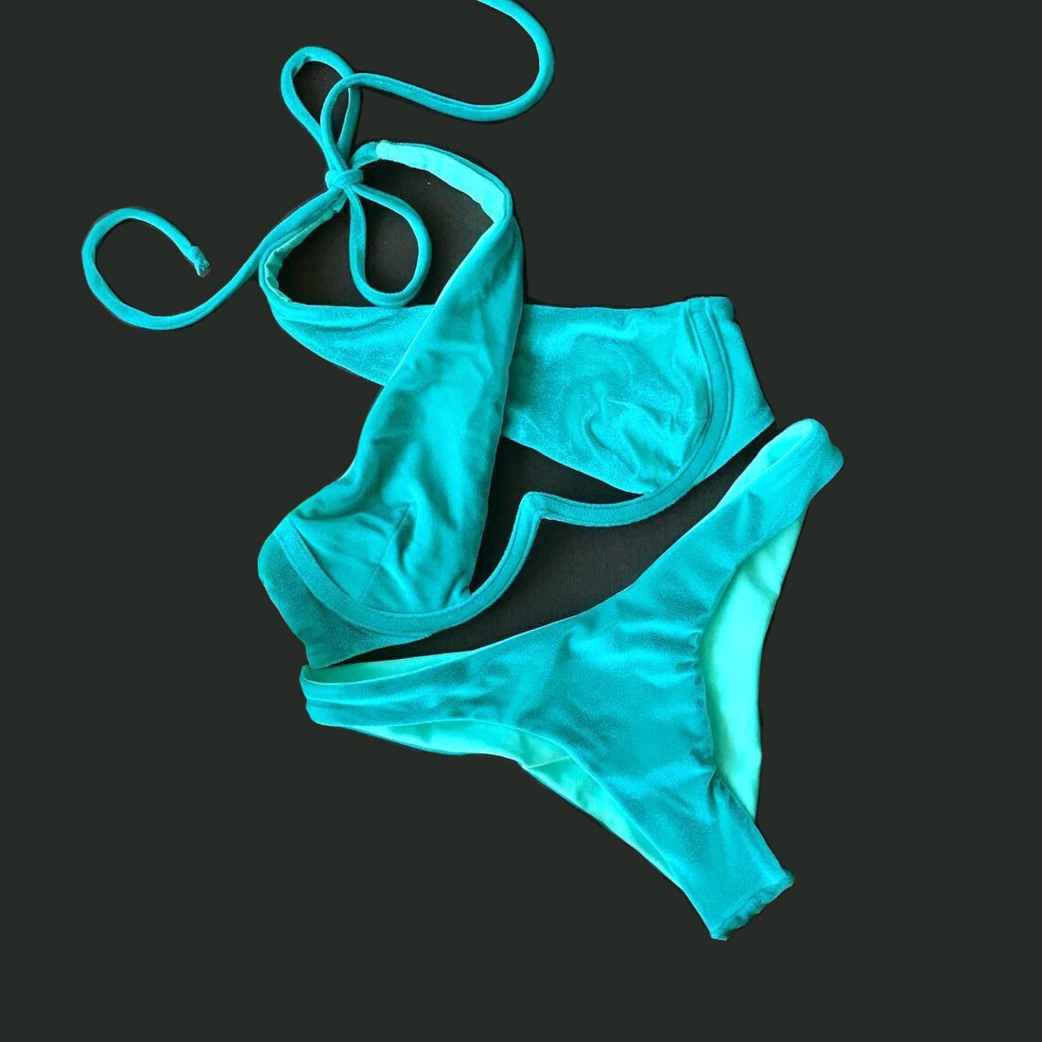 Velvet Bikini Set Green Bikini Sexy Bikini Velvet Swimsuit Etsy