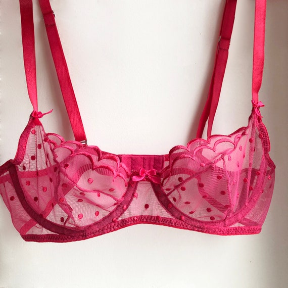 Hot Pink Bra Sheer Bra Sexy Bra See Through Lingerie See - Etsy