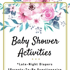Baby Shower Activities | 3-Pack | Modern WaterColor Flowers