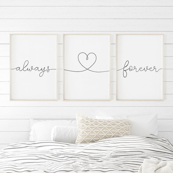 Bedroom Above Bed Decor, Always and Forever Printable, Bedroom Wall Decor, Bedroom Wall Art, Always And Forever Print, Printable Art,Digital