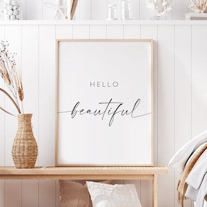 Hello Beautiful Sign, Printable Quotes, Bedroom Wall Decor Over Bed ...