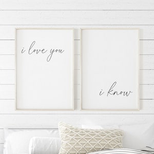 I Love You I know Print, Over The Bed Signs, Bedroom Prints, Above Bed Signs, Couple Wall Art, Modern Minimalist Art, Couple Gift, Minimal image 1