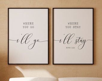 Bible Verse Wall Art, Where You Go I Will Go, Where You Stay I Will Stay Printable, Scripture Wall Art, Christian Wall Decor, Ruth 1:16