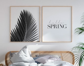 Palm Leaf Wandkunst, Set von 2 Wandkunst, Palm Leaf Print, Palm Leaves bedruckbar, druckbare Wandkunst SeT, Palm-Wand-Dekor, tropischen Blatt Druck