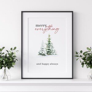 Impression d’arbres à feuilles persistantes enneigés, Décor de Noël, Peinture à l’aquarelle de Noël, Décoration murale d’hiver, Art mural imprimable en forêt, Cartes de Noël