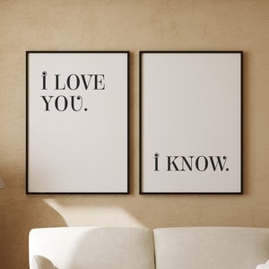 I Love You I Know, Over The Bed Art, Above Bed Decor, Bedroom Print, Printable Wall Art, 2 Piece Wall Art, Above Bed Signs, Bedroom Wall Art