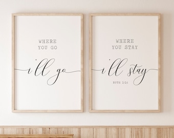 Scripture Wall Art, Bible Verse Wall Art, Where You Go I Will Go, Where You Stay I Will Stay Printable, Christian Wall Decor, Ruth 1:16