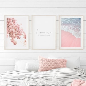 Bedroom Decor Women, 3 Piece Wall Art, Botanical Print Set, Floral Print Wall Art Set, Bedroom Decor Women, Above Ded Decor, Digital print