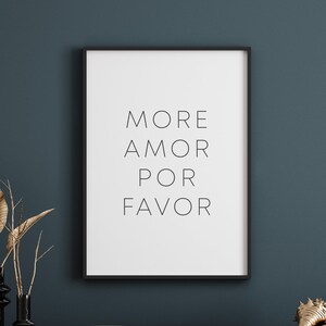 More Amor Por Favor Print, Printable Wall Art, Boho Decor Bedroom, Above Bed Art, Love Print Wall Art, Wall Art Bedroom, Guest Room Decor