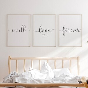 I Will Love You Forever Printable, Bedroom Wall Decor, Nursery Wall Art, Couple Posters, Over the Bed Wall Decor, Quote Sing, Digital Art