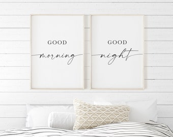 Wall Decor Bedroom Printable Good Morning Good Night Sign - Etsy