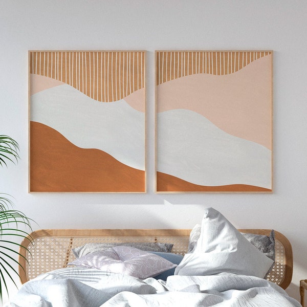 Abstract Bedroom Print, Printable Abstract Set, Boho Wall Decor, Boho Prints, Farmhouse Bedroom Decor, Modern Room Decor, Neutral Art Print