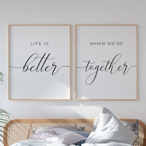 Life Is Better When We'Re Together, Bedroom Wall Art Set, Bedroom Art Decor, Artwork For Bedroom, Couple Wall Art Quotes, Wall Art Above Bed