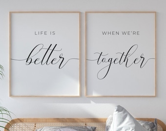 Life Is Better When We'Re Together, Bedroom Wall Art Set, Bedroom Art Decor, Artwork For Bedroom, Couple Wall Art Quotes, Wall Art Above Bed