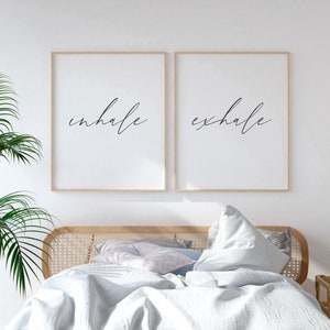 Inhale Exhale Printable, Inhale Exhale Wall Art , Wall Art Set Of 2, Inhale Exhale Print, Bedroom Decor, Yoga Printable, Boho Bedroom image 2