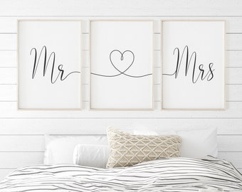 set di 2 biancheria da letto per partner Mr & Mrs - biancheria da letto in microfibra con cerniera 155 x 220 cm