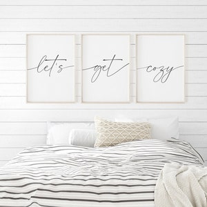 Bedroom Wall Art , Lets Get Cozy Sign, Bedroom Wall Decor, Printable Wall Art, Guest Room Quote Print, Guest Bedroom Signs, Get Cozy Print