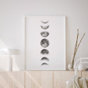 Moon Print, Phases of the Moon, Moon Wall Art, Moon Phases Poster, Lunar phases, Moon Phase Pictures, Moon Poster, Digital download.