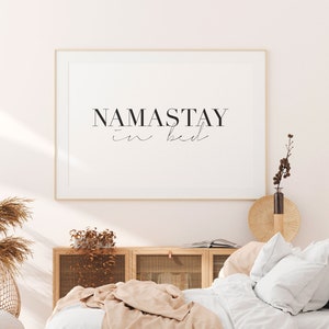 Namastay in Bed, Bedroom Wall Art, bedroom posters, Modern Minimalist Art, Scandinavian print, Typography Print, Namaste wall art, DIGITAL image 1