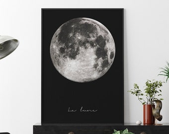 Moon Poster, La Lune Poster, Full Moon Print, La Lena, Full Moon Printable, Moon Print, La Lena Wall Decor, Moon Wall Prints