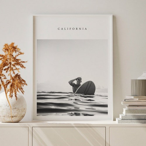 Surf Printable Art Black and White Poster Surf Print Etsy