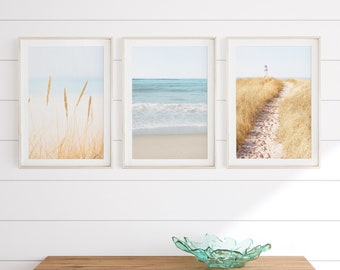Kunst aan de muur kust, muur strandgalerij, set van 5 prints, boho-stranddecor, strandhuisdecor, kustafdrukken, strandkunst, strandkunst, afdrukbare muurkunst