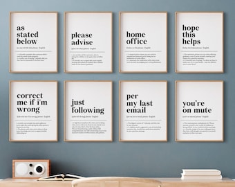 Funny Office Prints, Office Wall Art, Set of 8 Printable Office, Office Wall Decor, Work from Home Art, Office Art Prints, Home Wall Decor