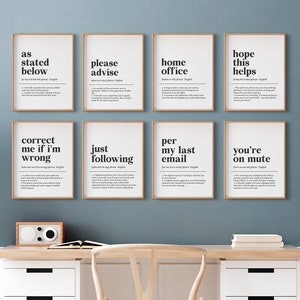 Funny Office Prints, Office Wall Art, Set of 8 Printable Office, Office Wall Decor, Work from Home Art, Office Art Prints, Home Wall Decor