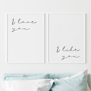 I love you I like you Printable, Bedroom Quote Set, Bedroom Quote Art, Above Bed Quotes, Set of 2 Prints, Love Printable Art, Couples Quotes